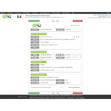 Data Mewnforio Cloito de Sodio Mecsico